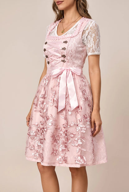 Luminix | Klassisches Rosa Midi-Dirndl Für Festliche Anlässe