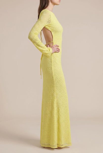 Lumiris | Gelbes Abendkleid Mit Tiefem Rückenausschnitt