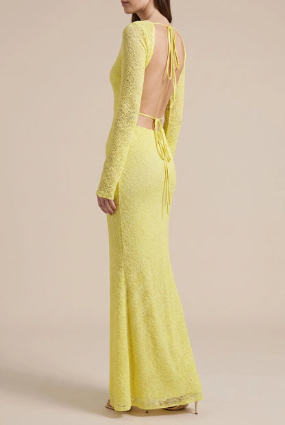 Lumiris | Gelbes Abendkleid Mit Tiefem Rückenausschnitt