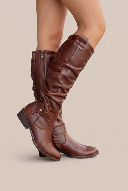 Marvala | Braune Damenstiefel Mit Weitem Schaft