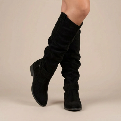 Marvala | Braune Damenstiefel Mit Weitem Schaft