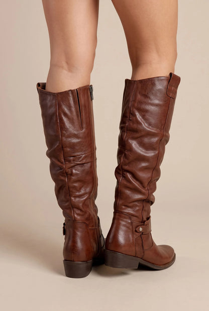 Marvala | Braune Damenstiefel Mit Weitem Schaft