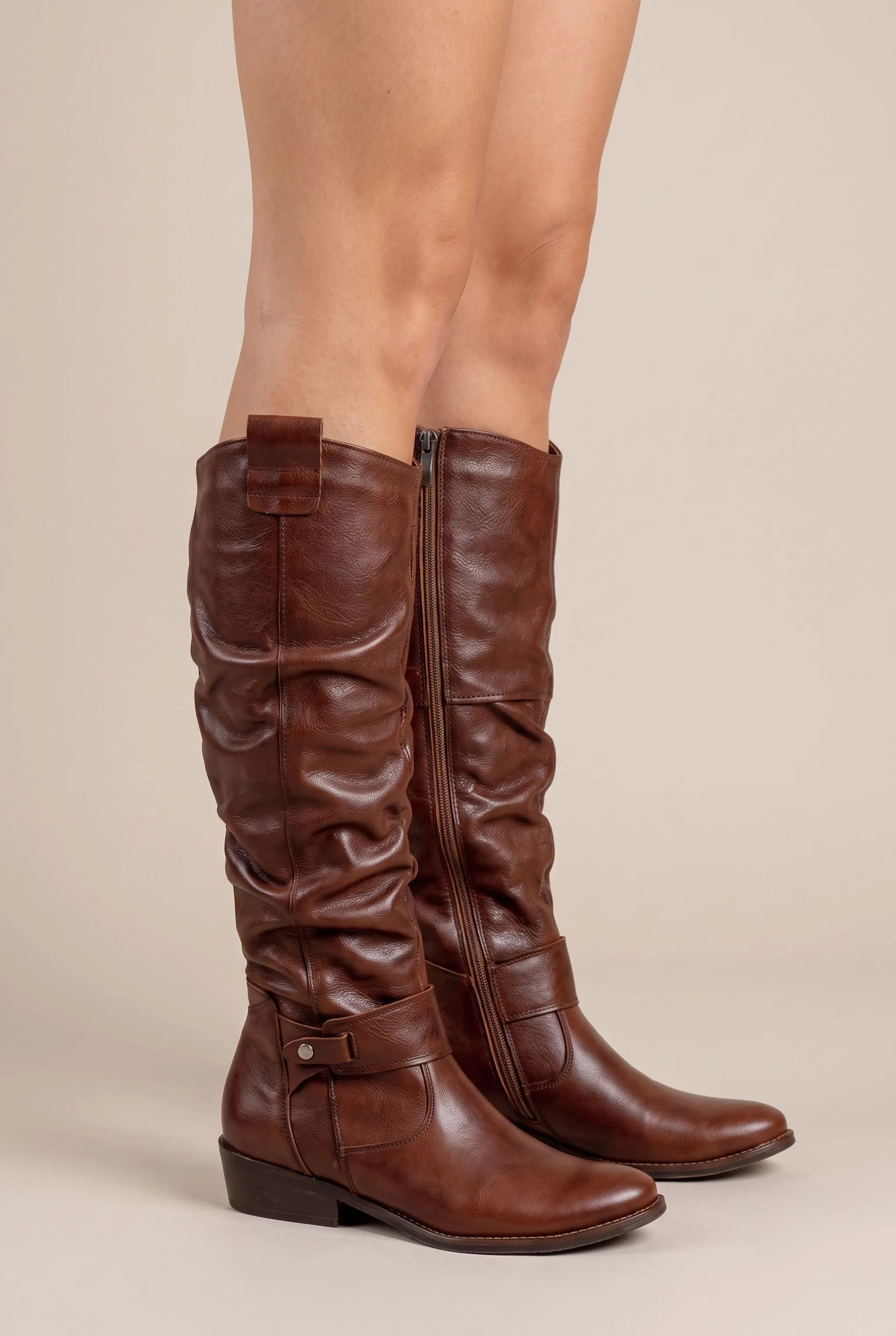 Marvala | Braune Damenstiefel Mit Weitem Schaft