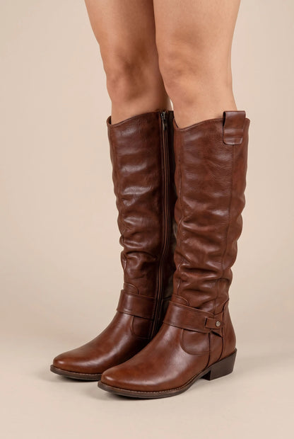Marvala | Braune Damenstiefel Mit Weitem Schaft