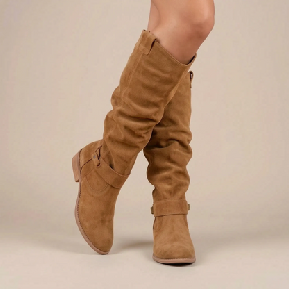 Marvala | Braune Damenstiefel Mit Weitem Schaft