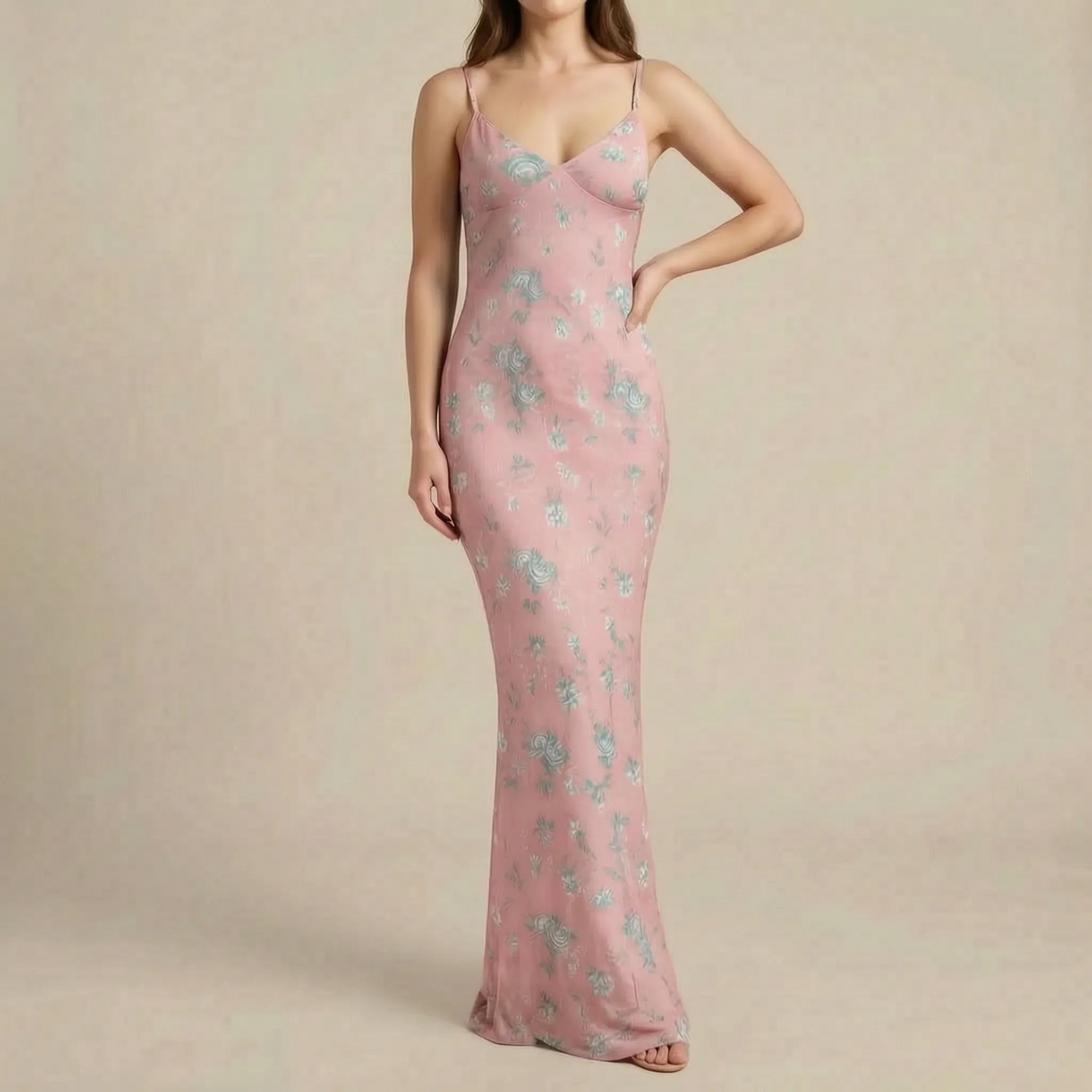 Maxella | Figurbetontes Florales Maxikleid