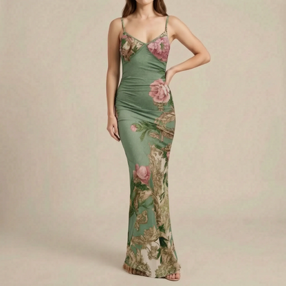 Maxella | Figurbetontes Florales Maxikleid