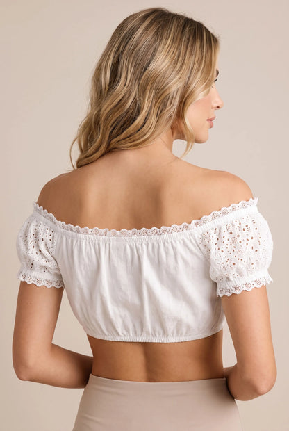 Meadowly | Schulterfreie Weiße Dirndlbluse