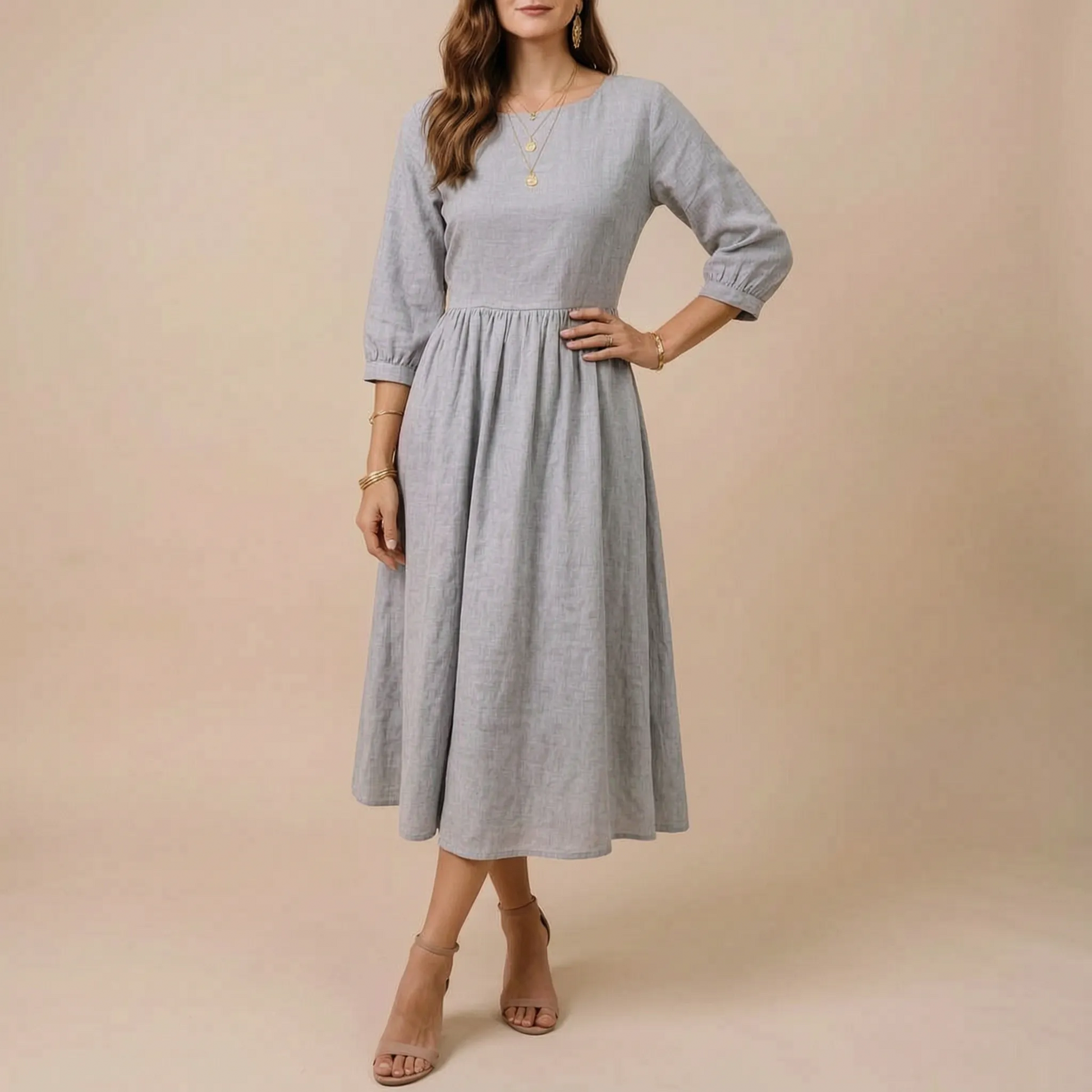 Midoria | Entspanntes Midikleid Dunkelblau