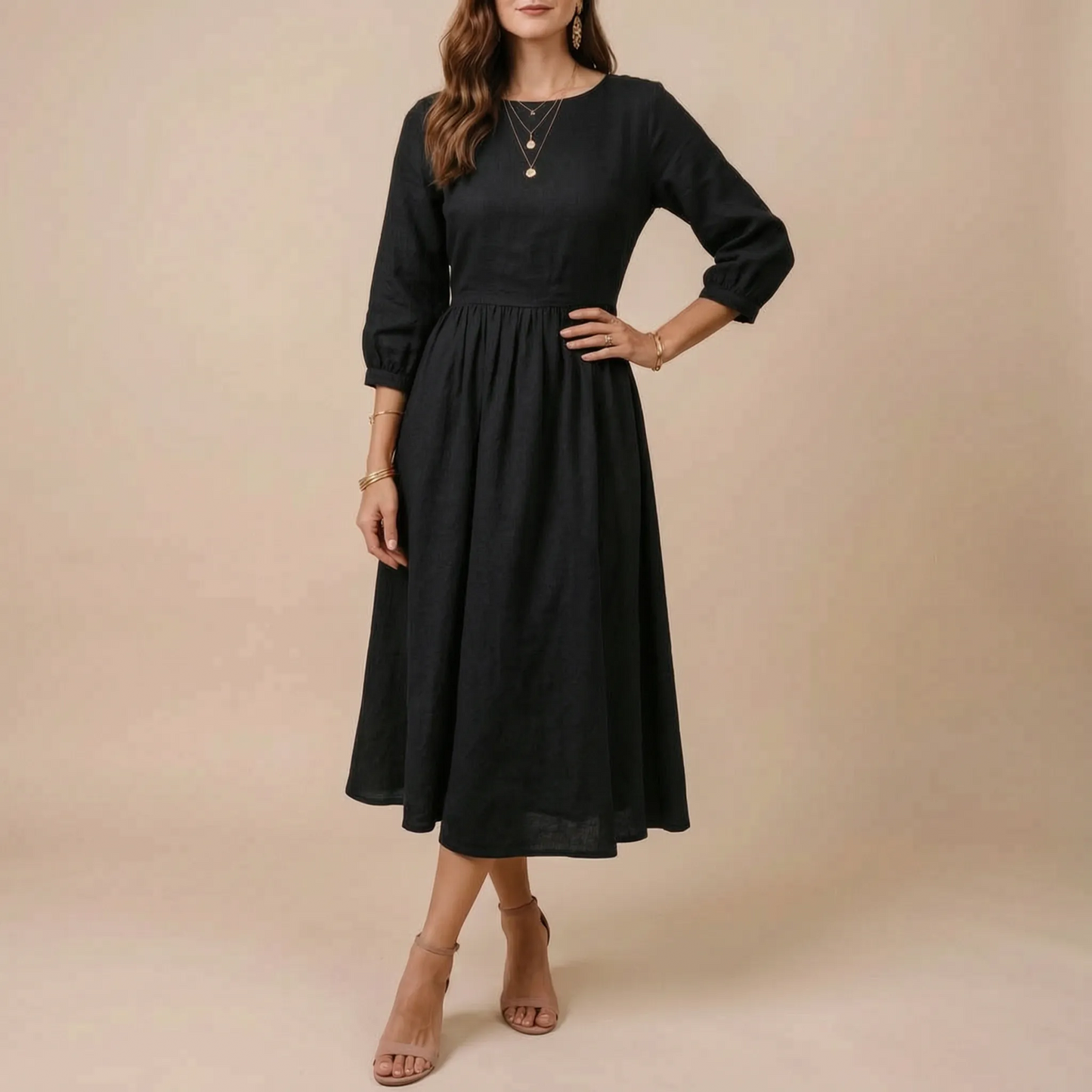 Midoria | Entspanntes Midikleid Dunkelblau