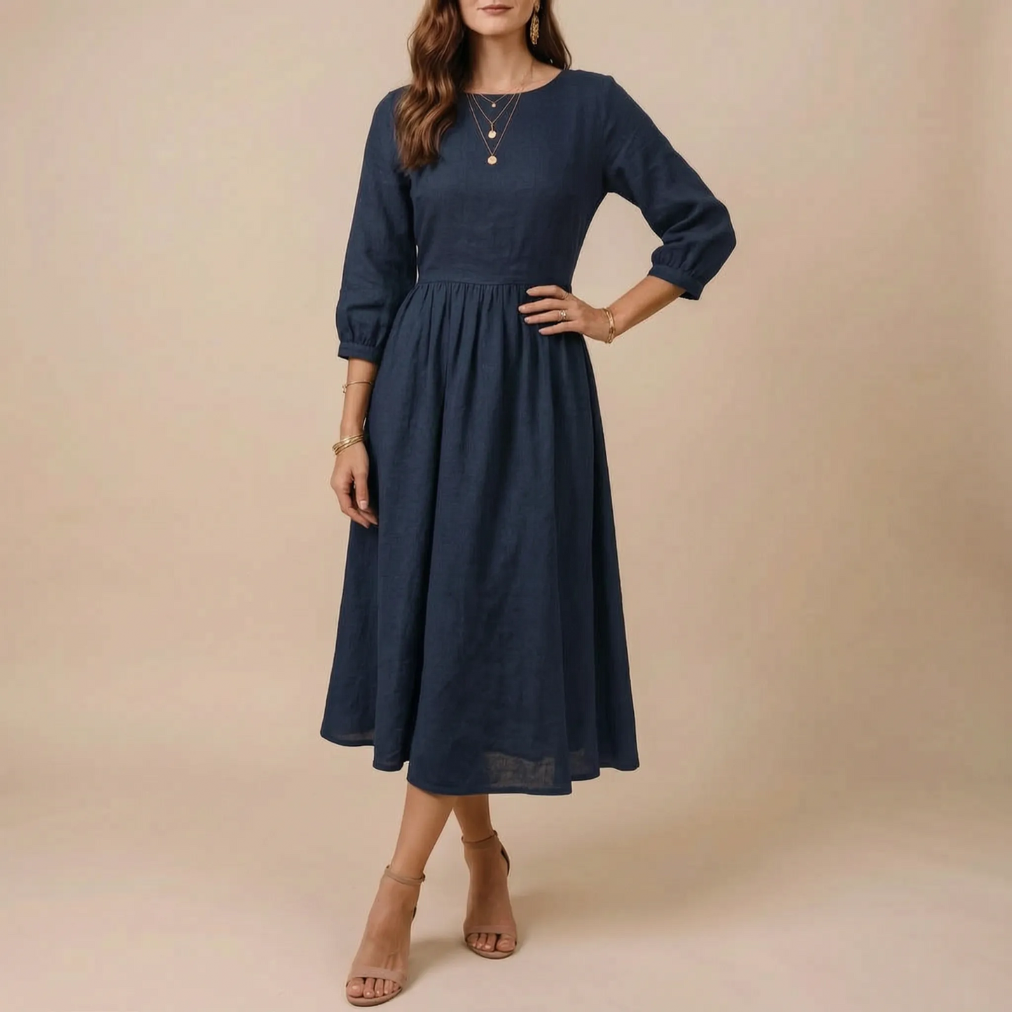 Midoria | Entspanntes Midikleid Dunkelblau