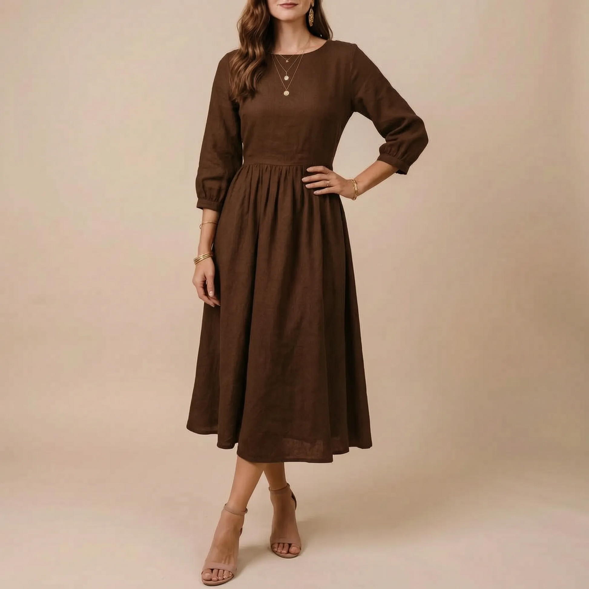 Midoria | Entspanntes Midikleid Dunkelblau