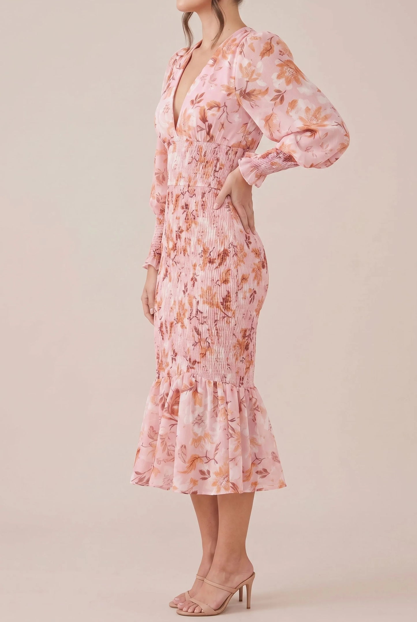 Mirelle | Figurbetontes Midikleid Mit Blumenmuster