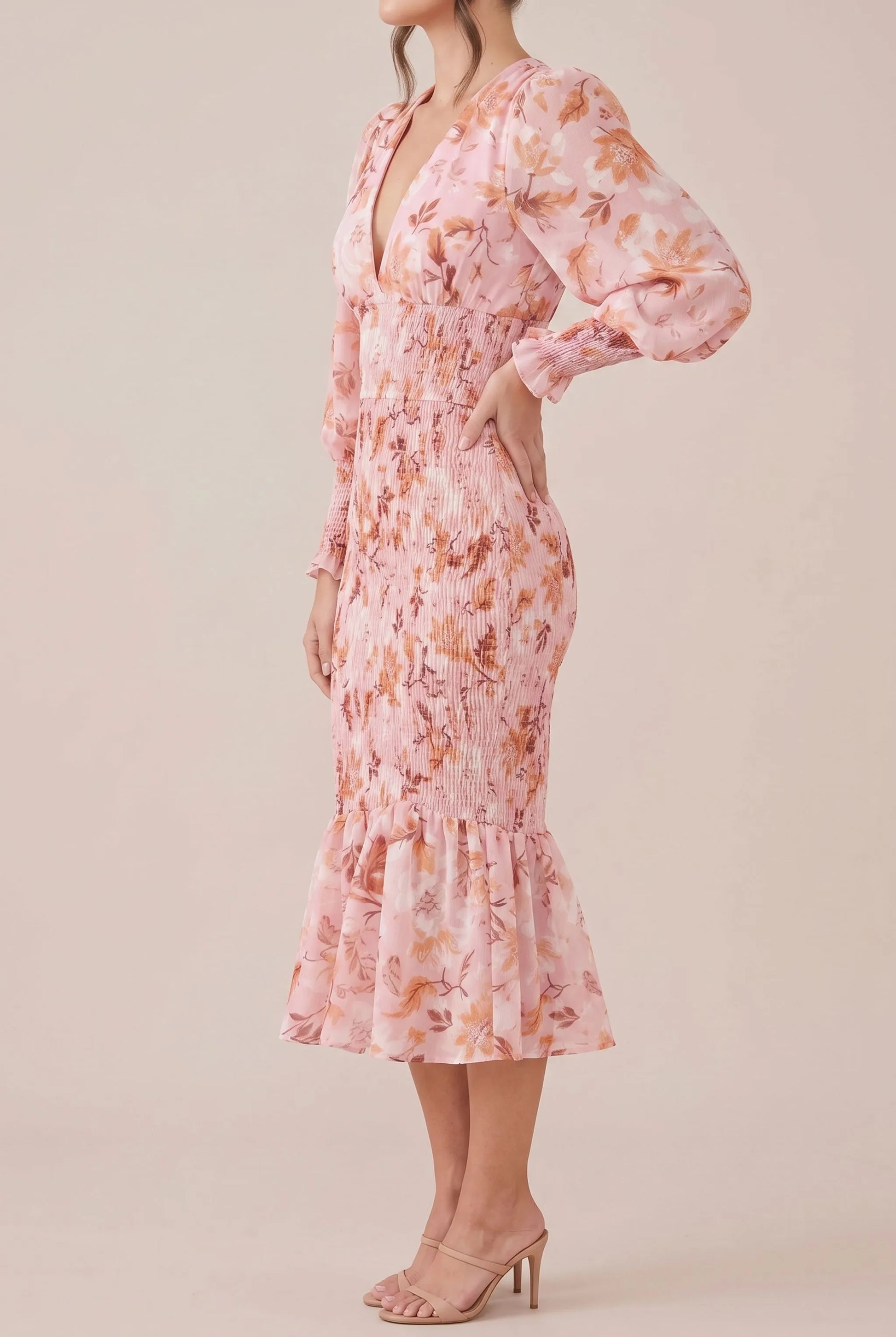 Mirelle | Figurbetontes Midikleid Mit Blumenmuster