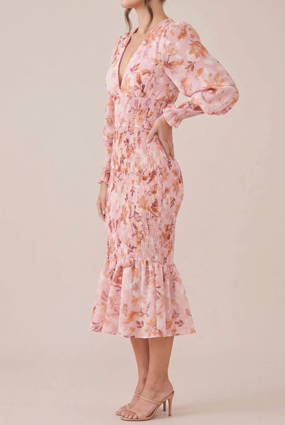 Mirelle | Figurbetontes Midikleid Mit Blumenmuster