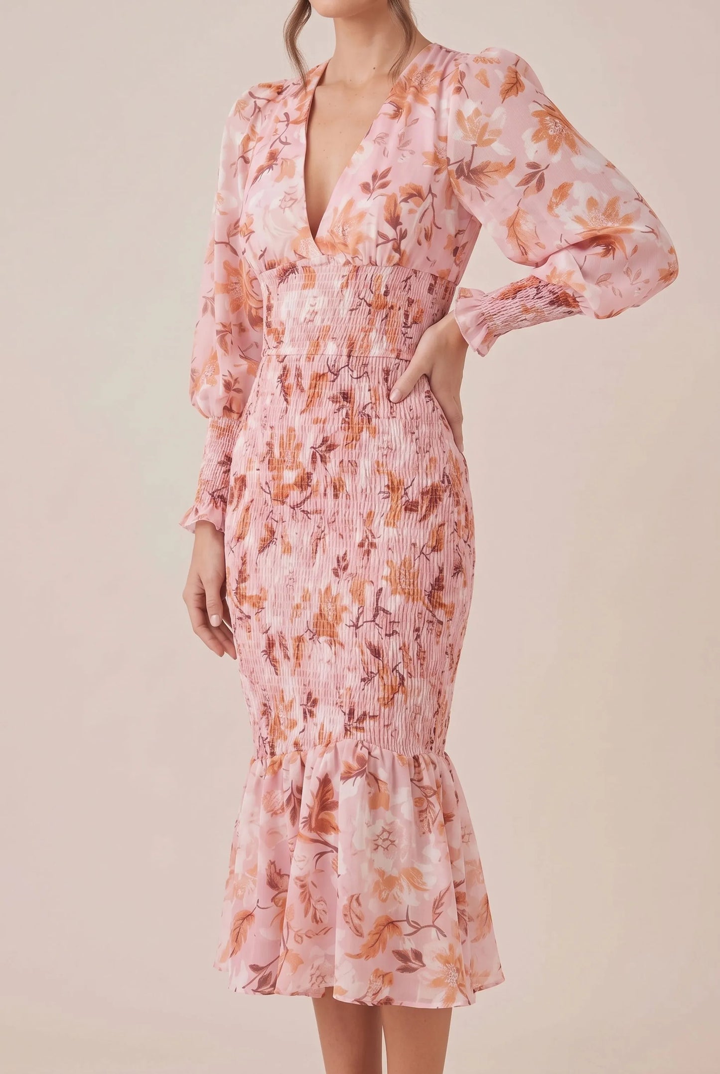 Mirelle | Figurbetontes Midikleid Mit Blumenmuster