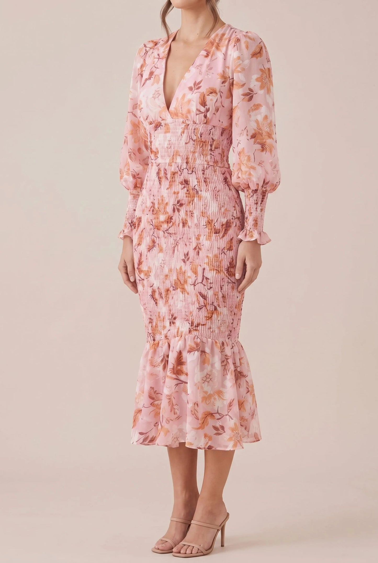 Mirelle | Figurbetontes Midikleid Mit Blumenmuster