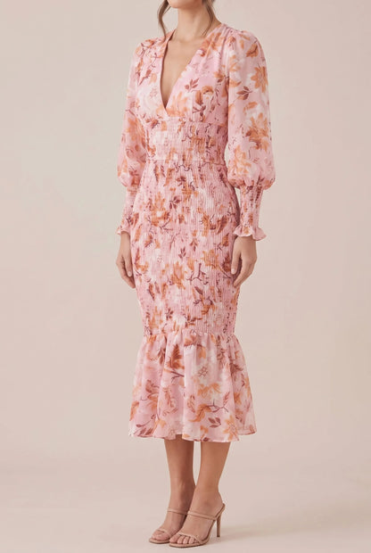 Mirelle | Figurbetontes Midikleid Mit Blumenmuster