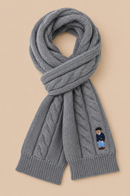 Nerina | Wollschal Beige mit klassischem Zopfmuster