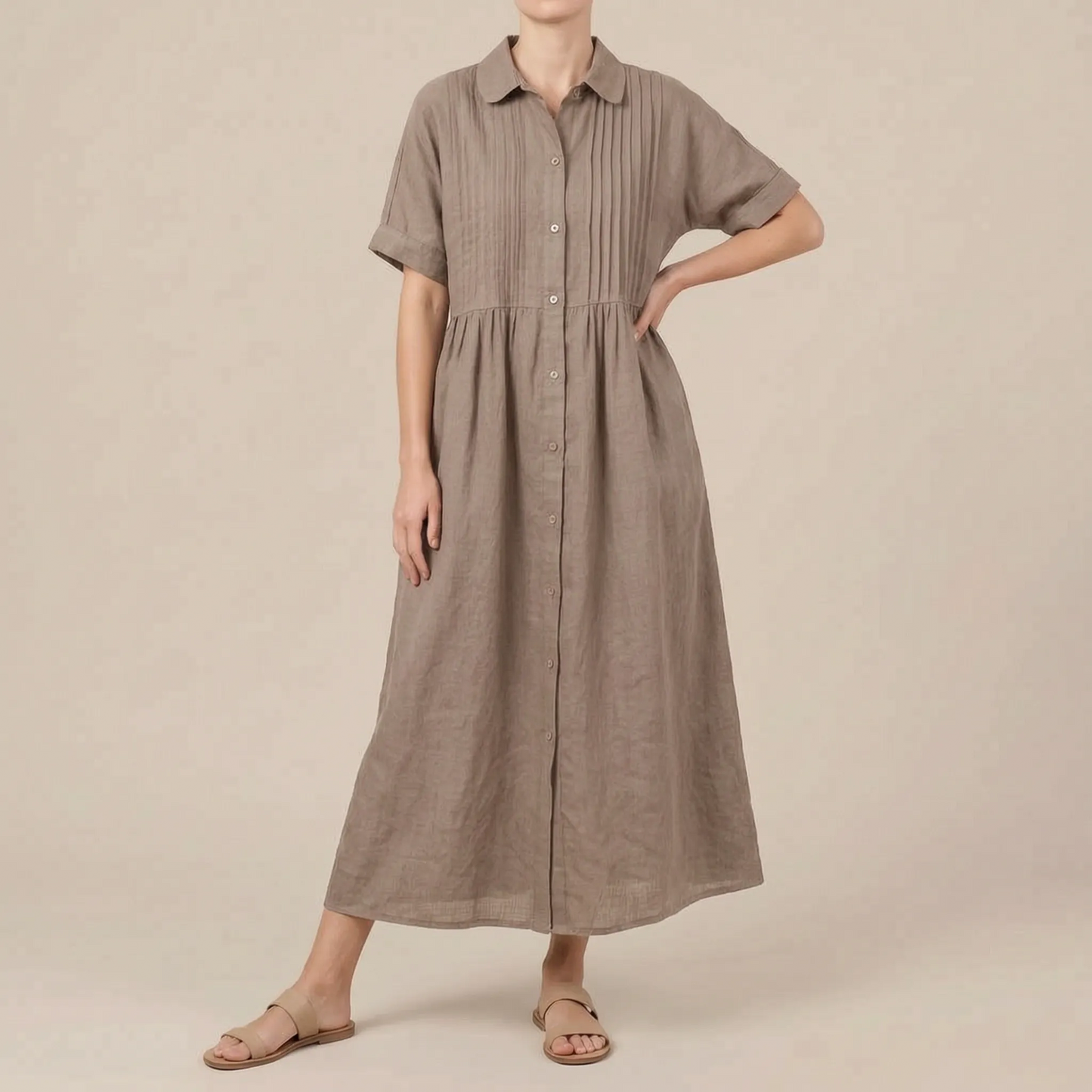 Nivenia | Weit Geschnittenes Sommerkleid Mit Halber Knopfleiste
