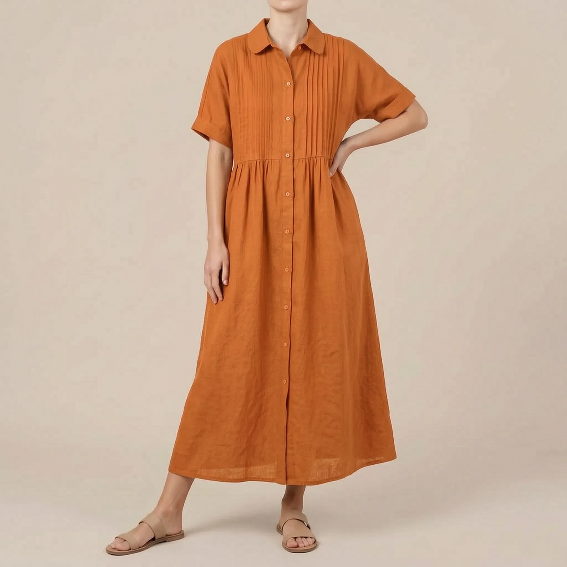 Nivenia | Weit Geschnittenes Sommerkleid Mit Halber Knopfleiste