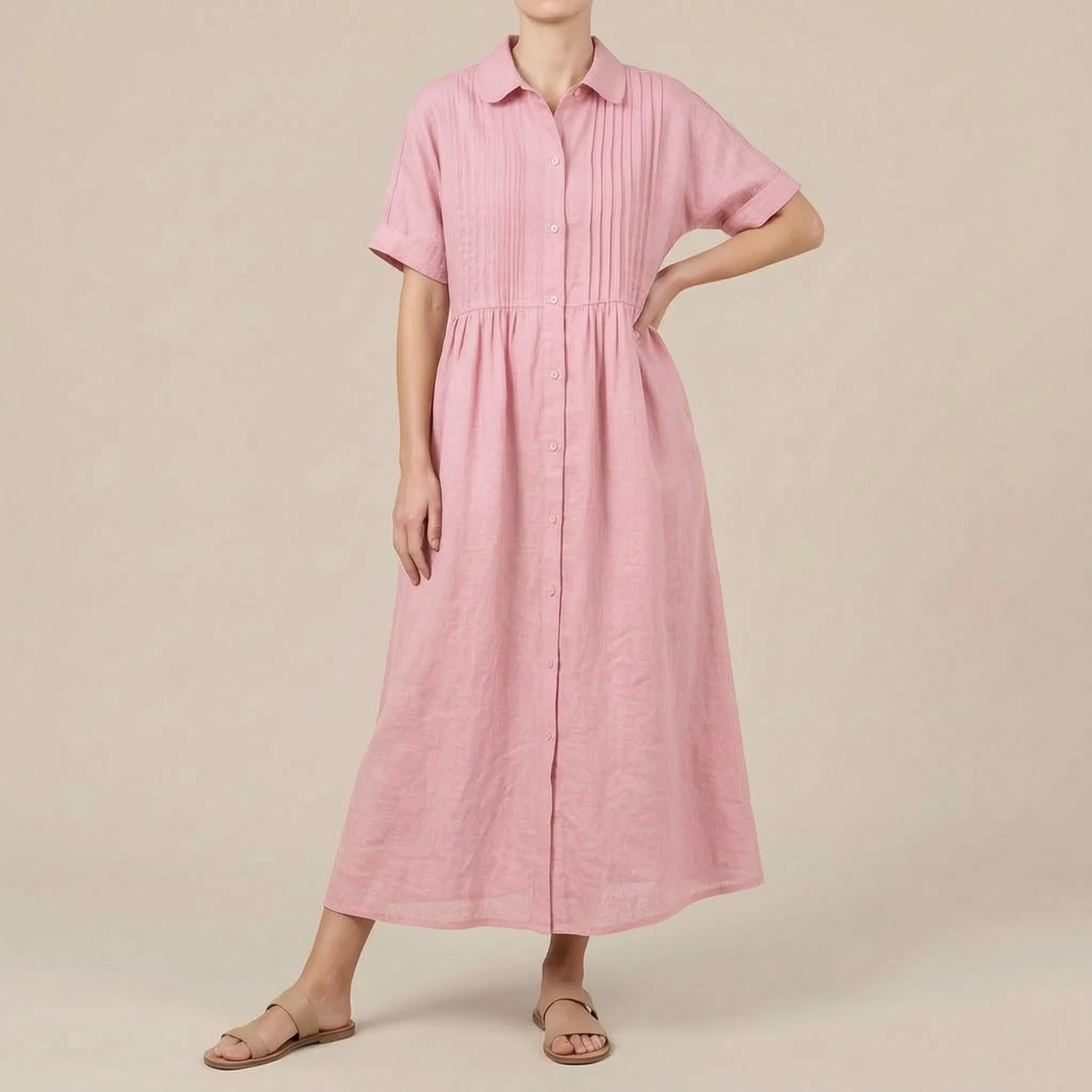 Nivenia | Weit Geschnittenes Sommerkleid Mit Halber Knopfleiste