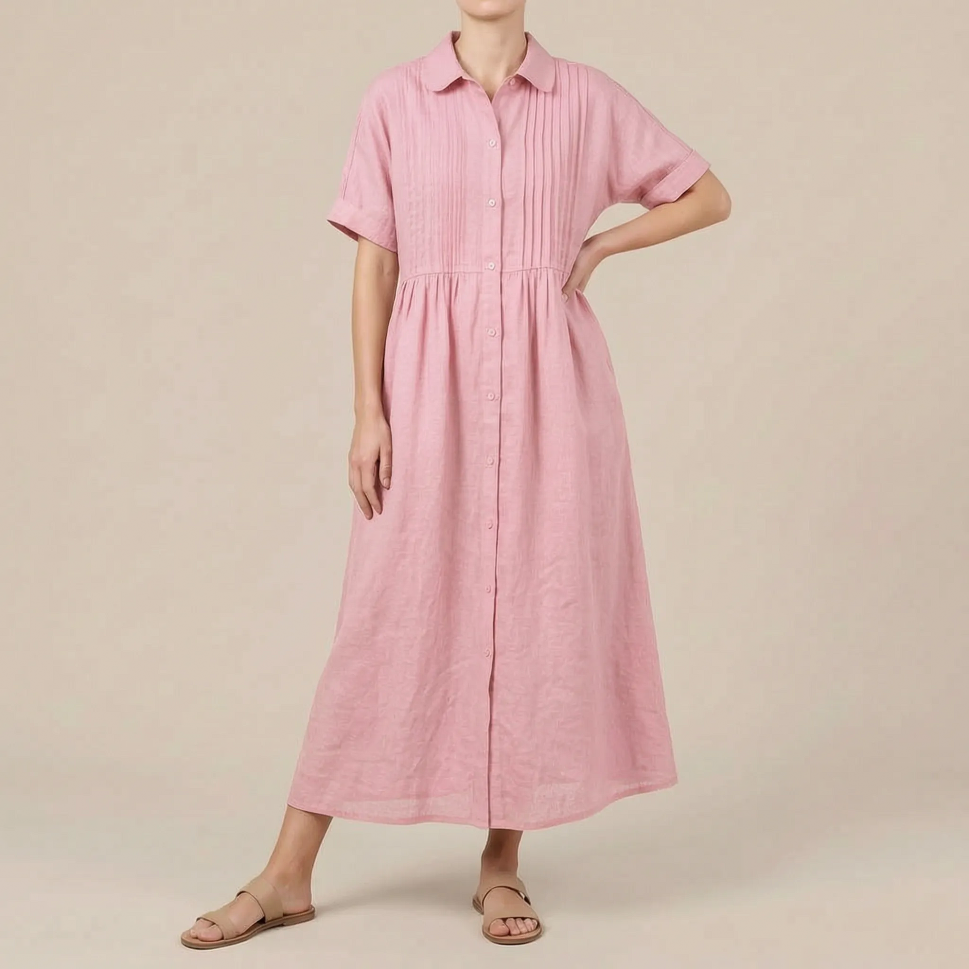 Nivenia | Weit Geschnittenes Sommerkleid Mit Halber Knopfleiste