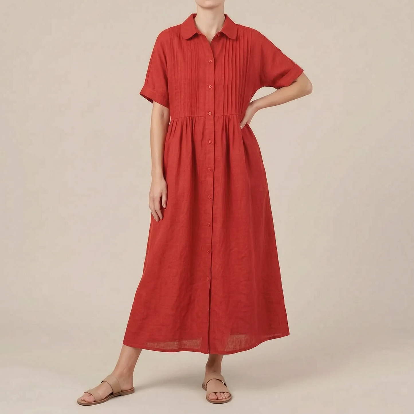 Nivenia | Weit Geschnittenes Sommerkleid Mit Halber Knopfleiste