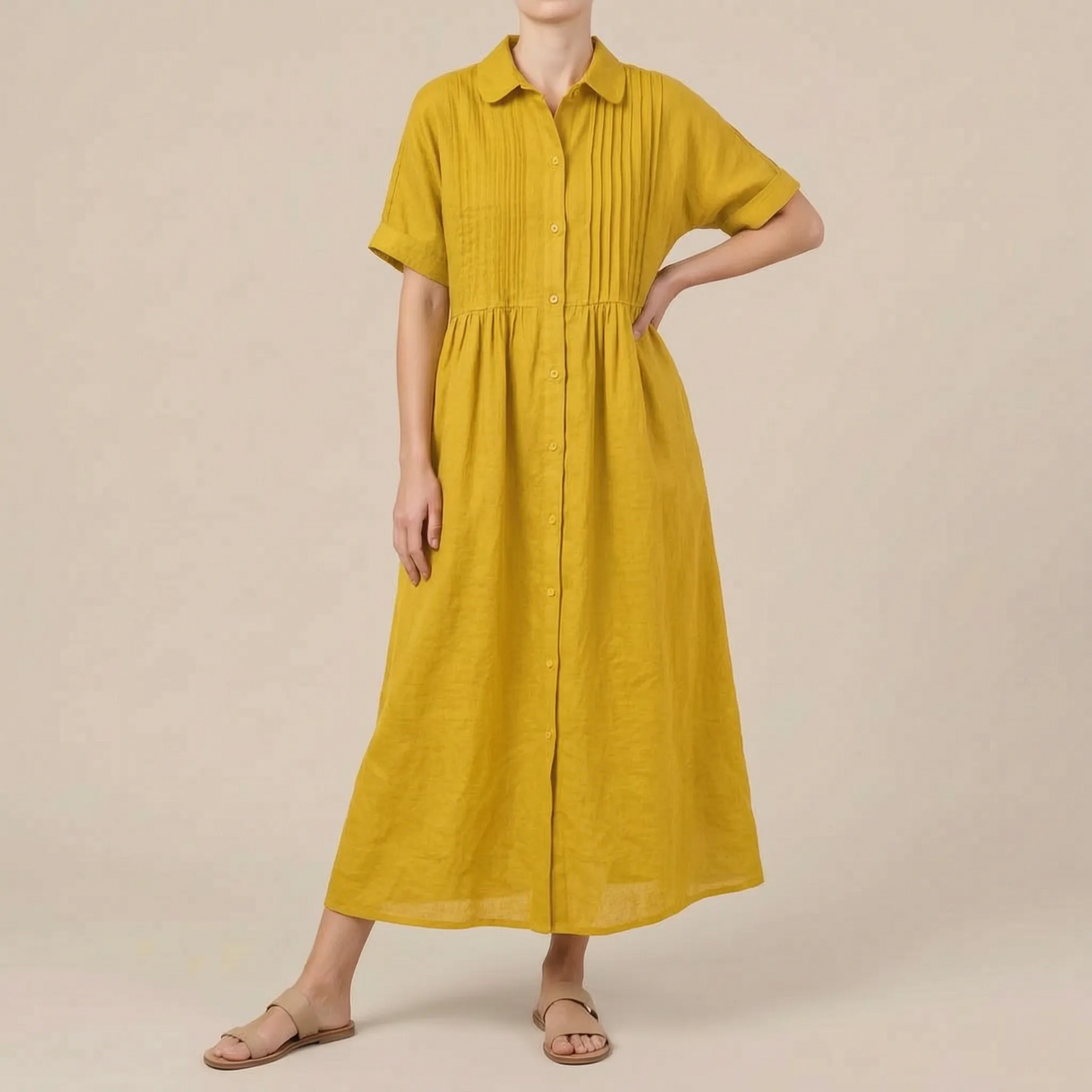Nivenia | Weit Geschnittenes Sommerkleid Mit Halber Knopfleiste