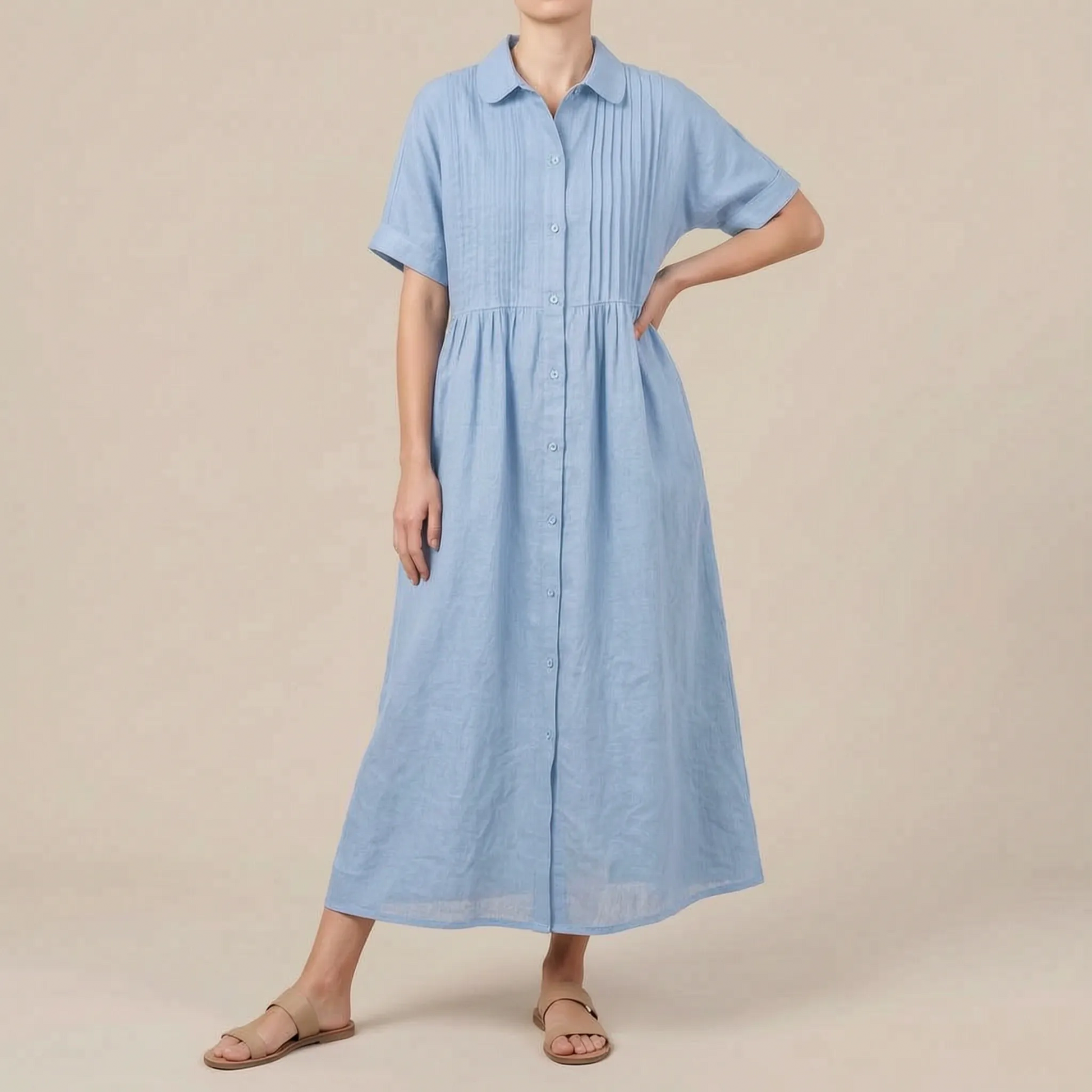 Nivenia | Weit Geschnittenes Sommerkleid Mit Halber Knopfleiste