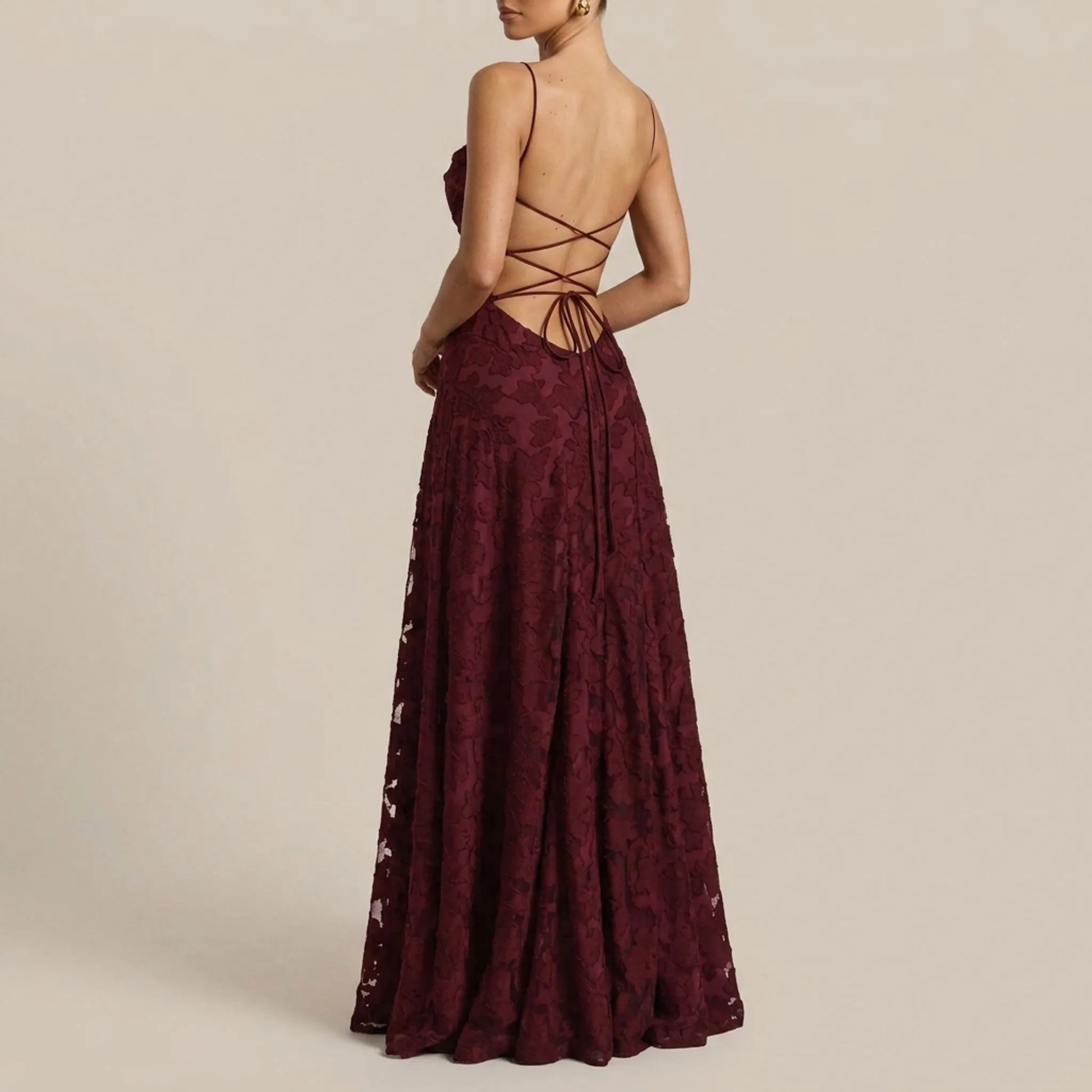 Nocelle | Ärmelloses Maxikleid Mit Floraler Textur