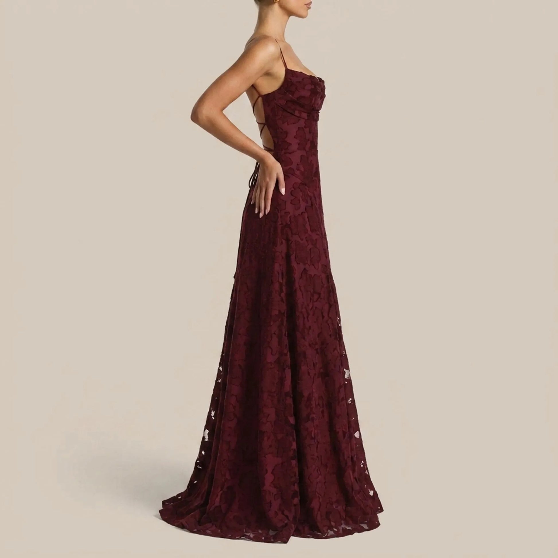 Nocelle | Ärmelloses Maxikleid Mit Floraler Textur
