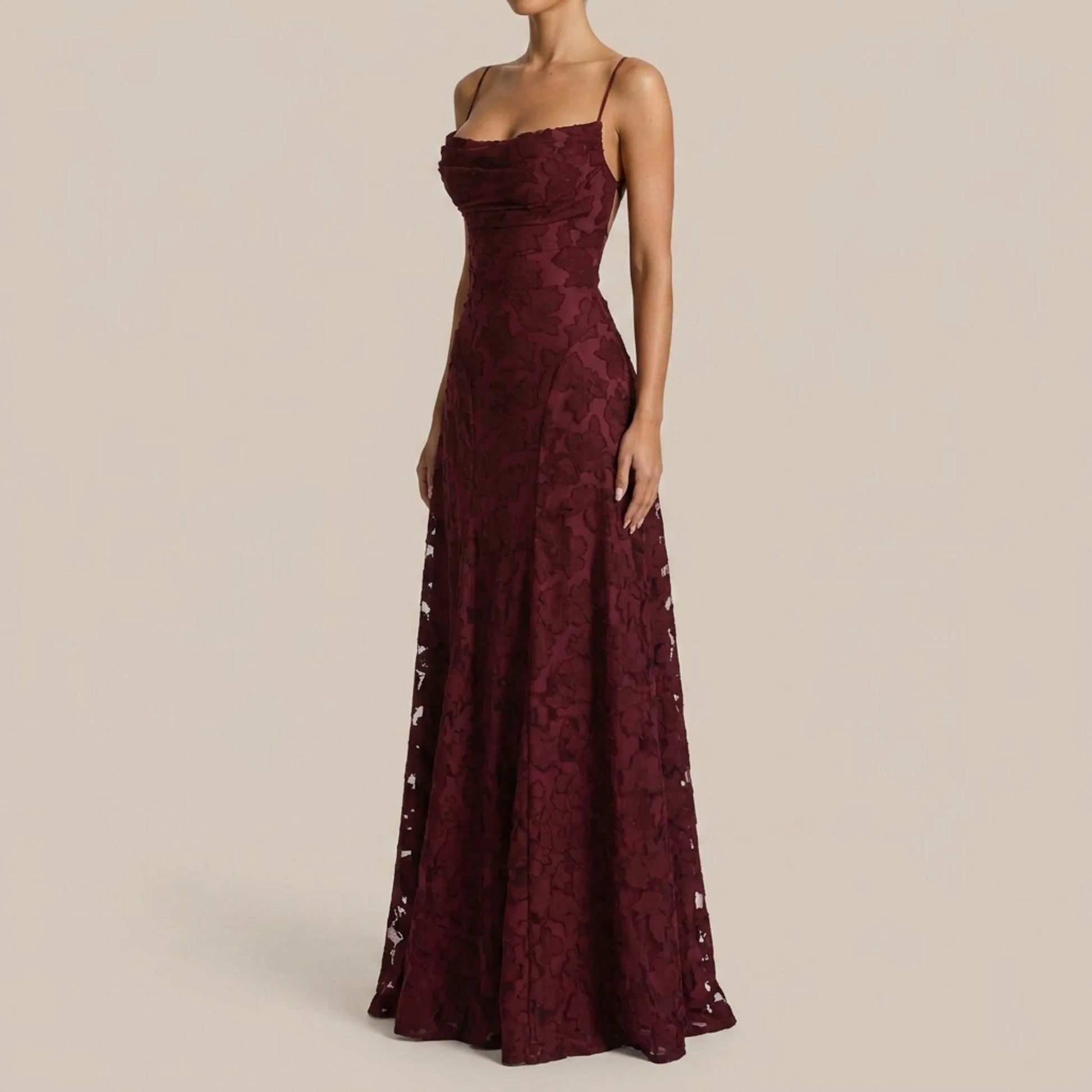Nocelle | Ärmelloses Maxikleid Mit Floraler Textur