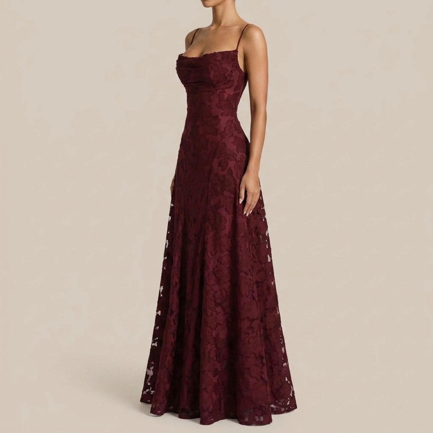 Nocelle | Ärmelloses Maxikleid Mit Floraler Textur