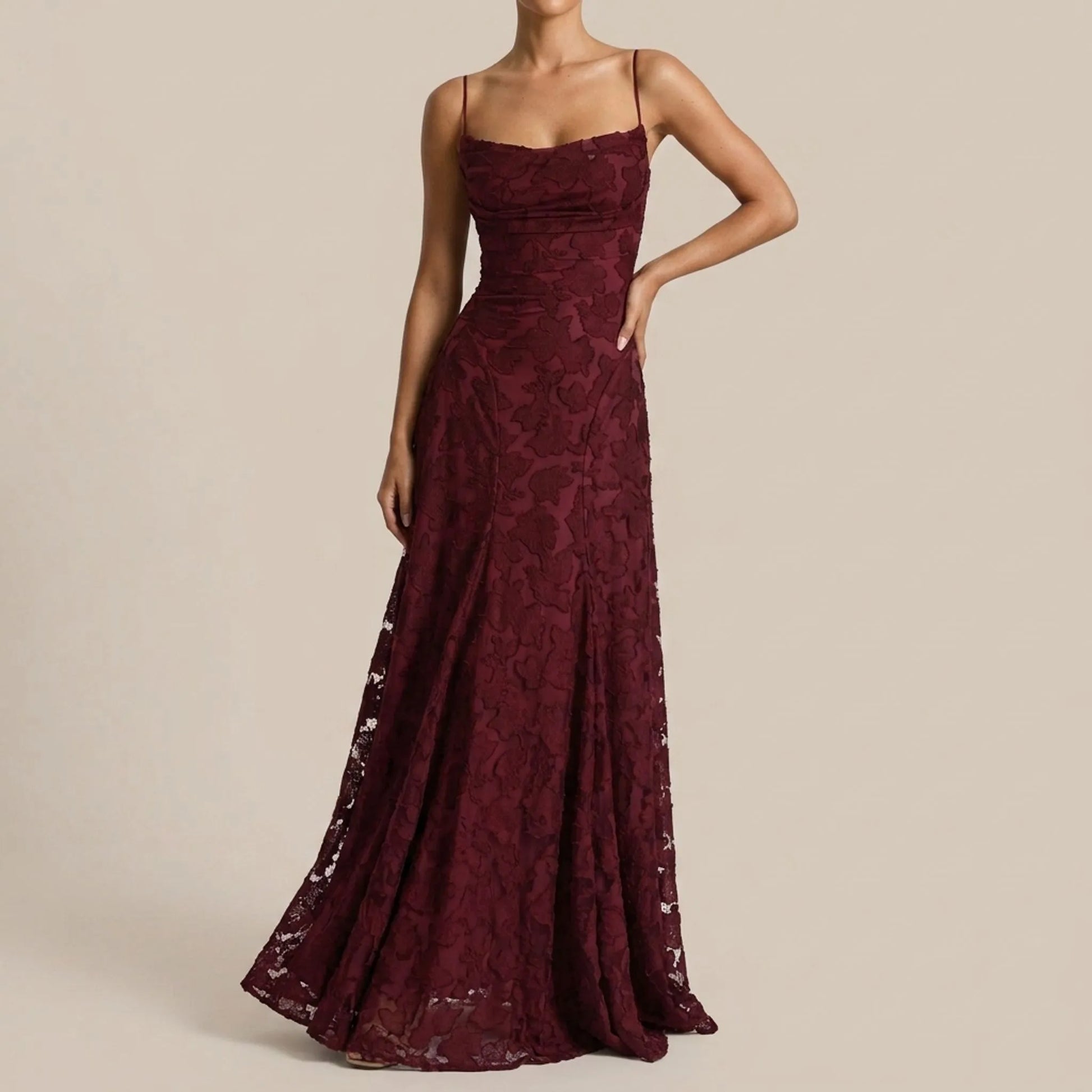 Nocelle | Ärmelloses Maxikleid Mit Floraler Textur