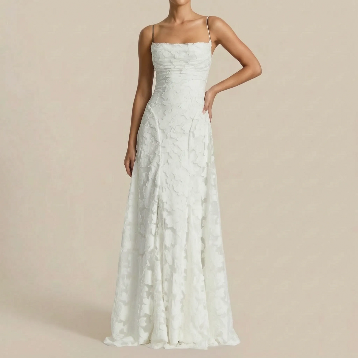 Nocelle | Ärmelloses Maxikleid Mit Floraler Textur