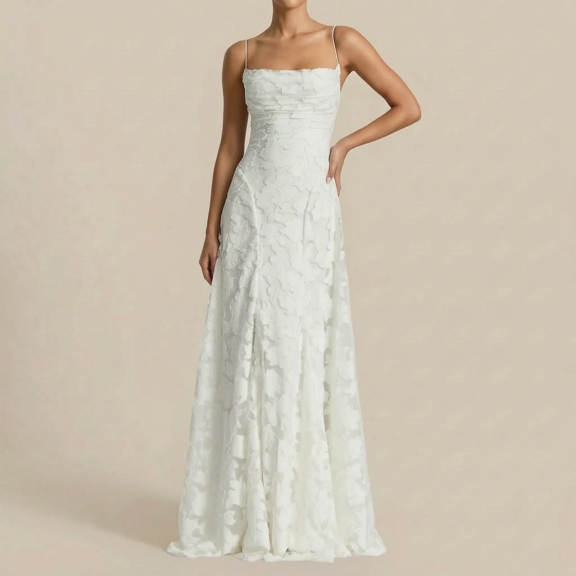 Nocelle | Ärmelloses Maxikleid Mit Floraler Textur