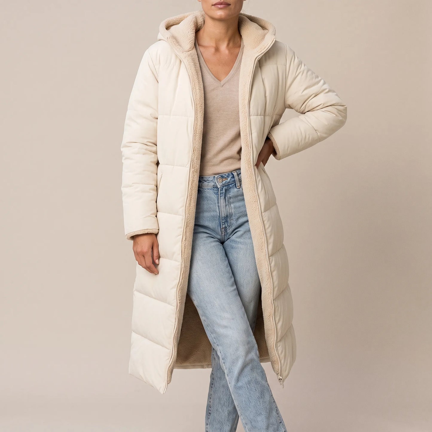 NordicCoat | Langer Schwarzer Damenmantel