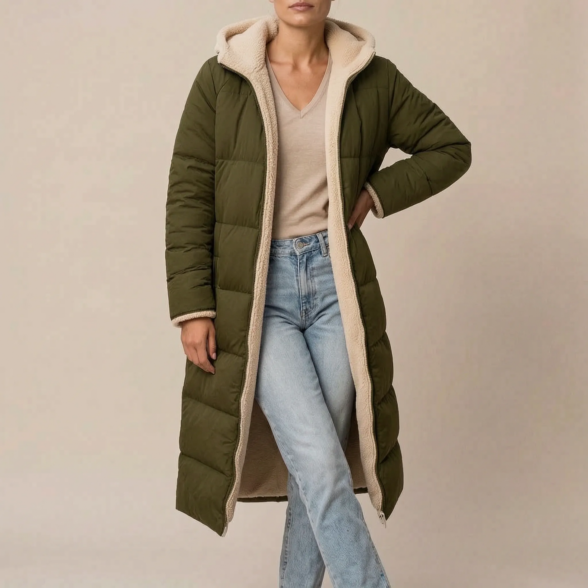 NordicCoat | Langer Schwarzer Damenmantel