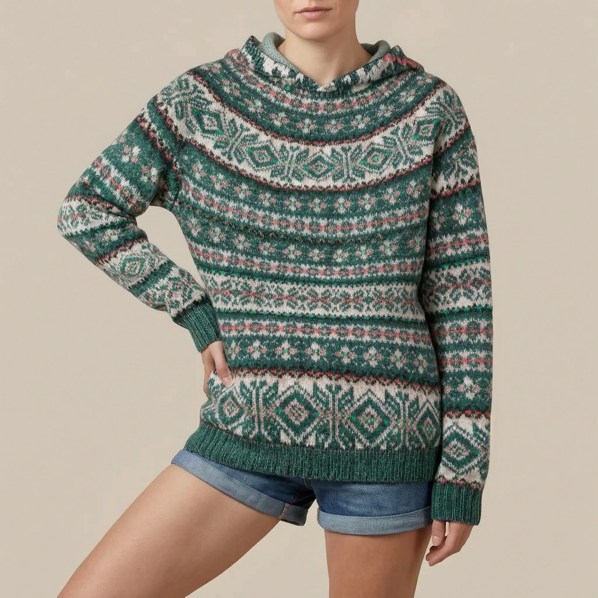 Nordvibe | Bedruckter Kapuzenpullover Mit Nordischem Muster