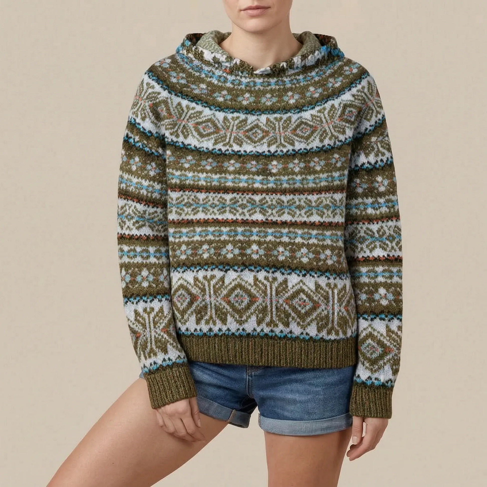 Nordvibe | Bedruckter Kapuzenpullover Mit Nordischem Muster