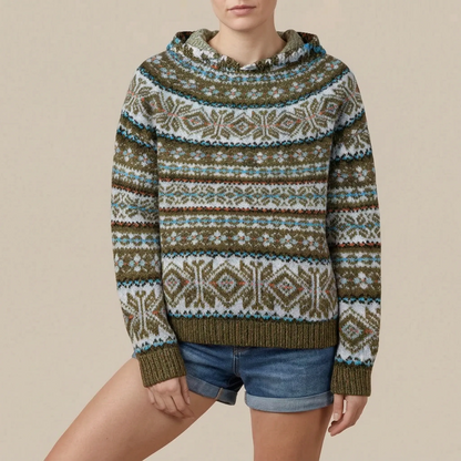 Nordvibe | Bedruckter Kapuzenpullover Mit Nordischem Muster