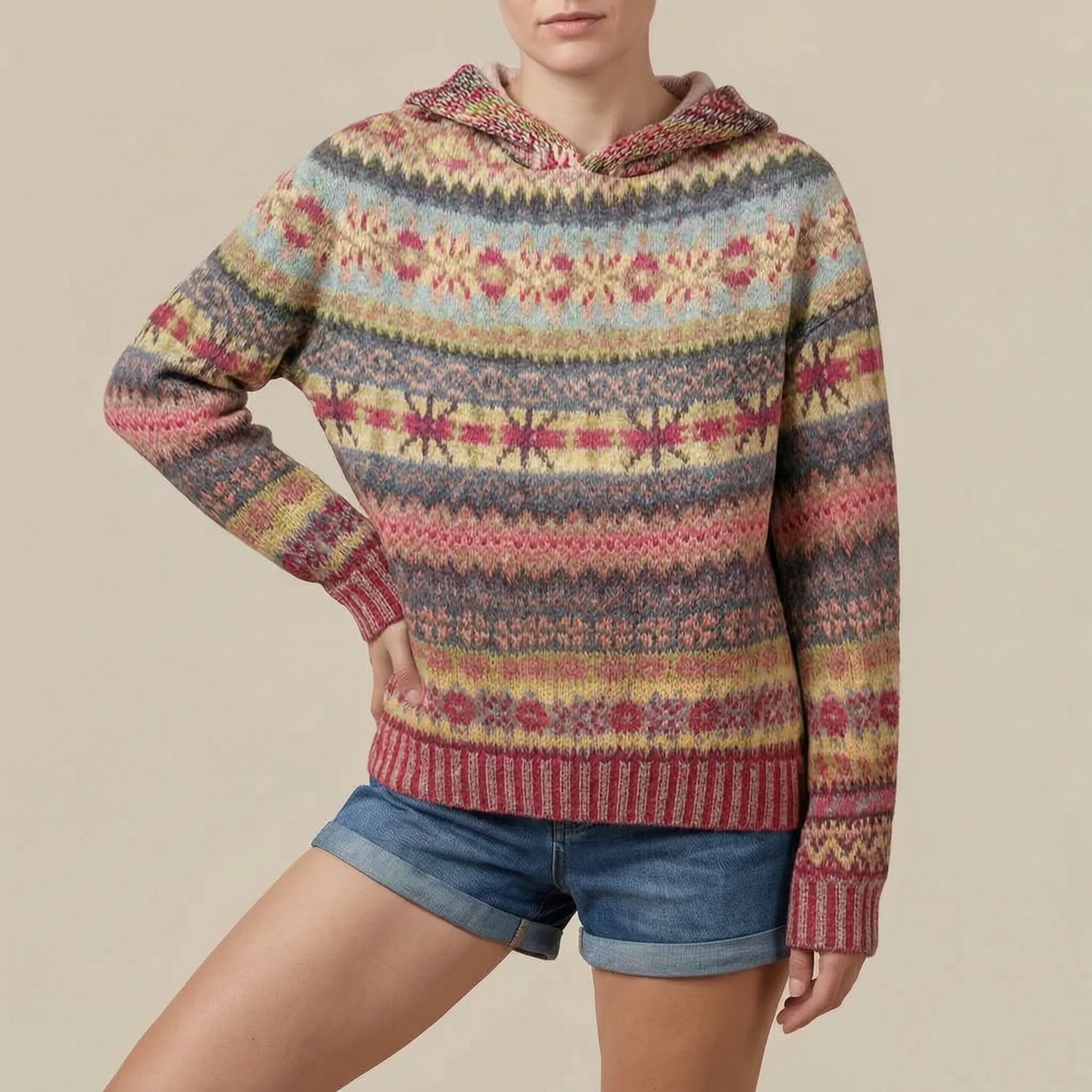Nordvibe | Bedruckter Kapuzenpullover Mit Nordischem Muster