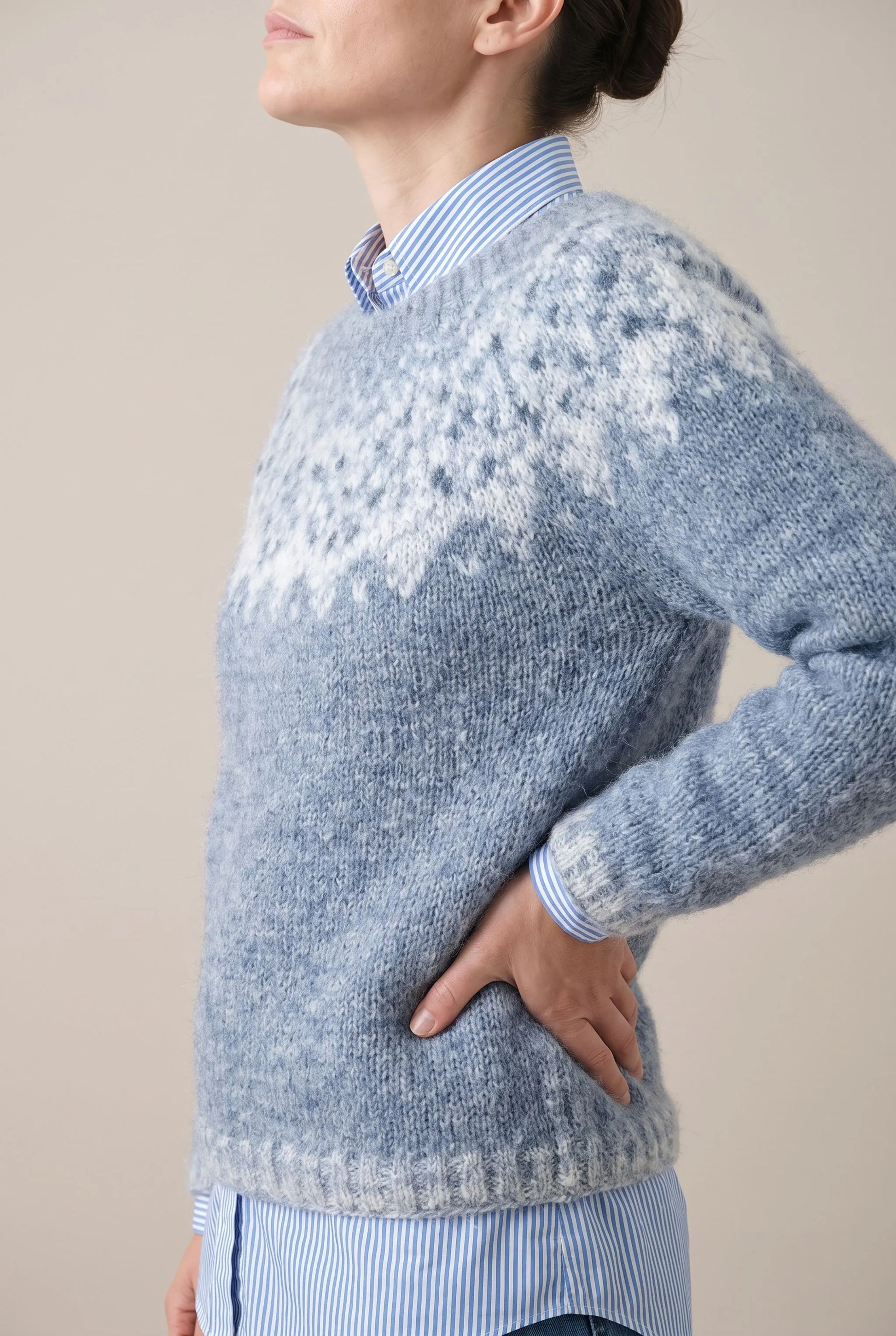 Norvena | Hellblauer Damenpullover Mit Norwegermuster