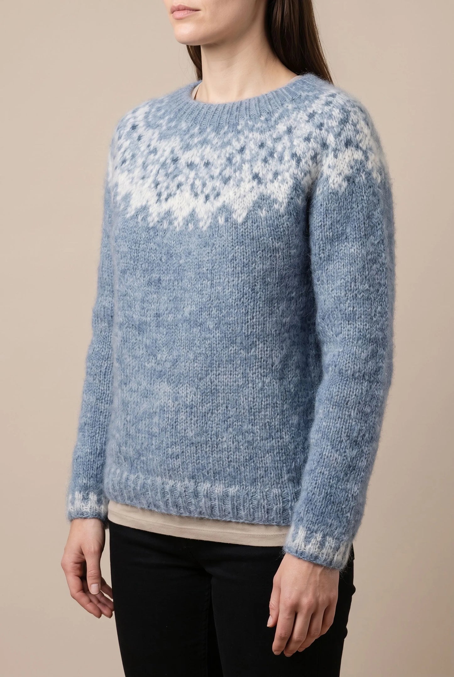 Norvena | Hellblauer Damenpullover Mit Norwegermuster