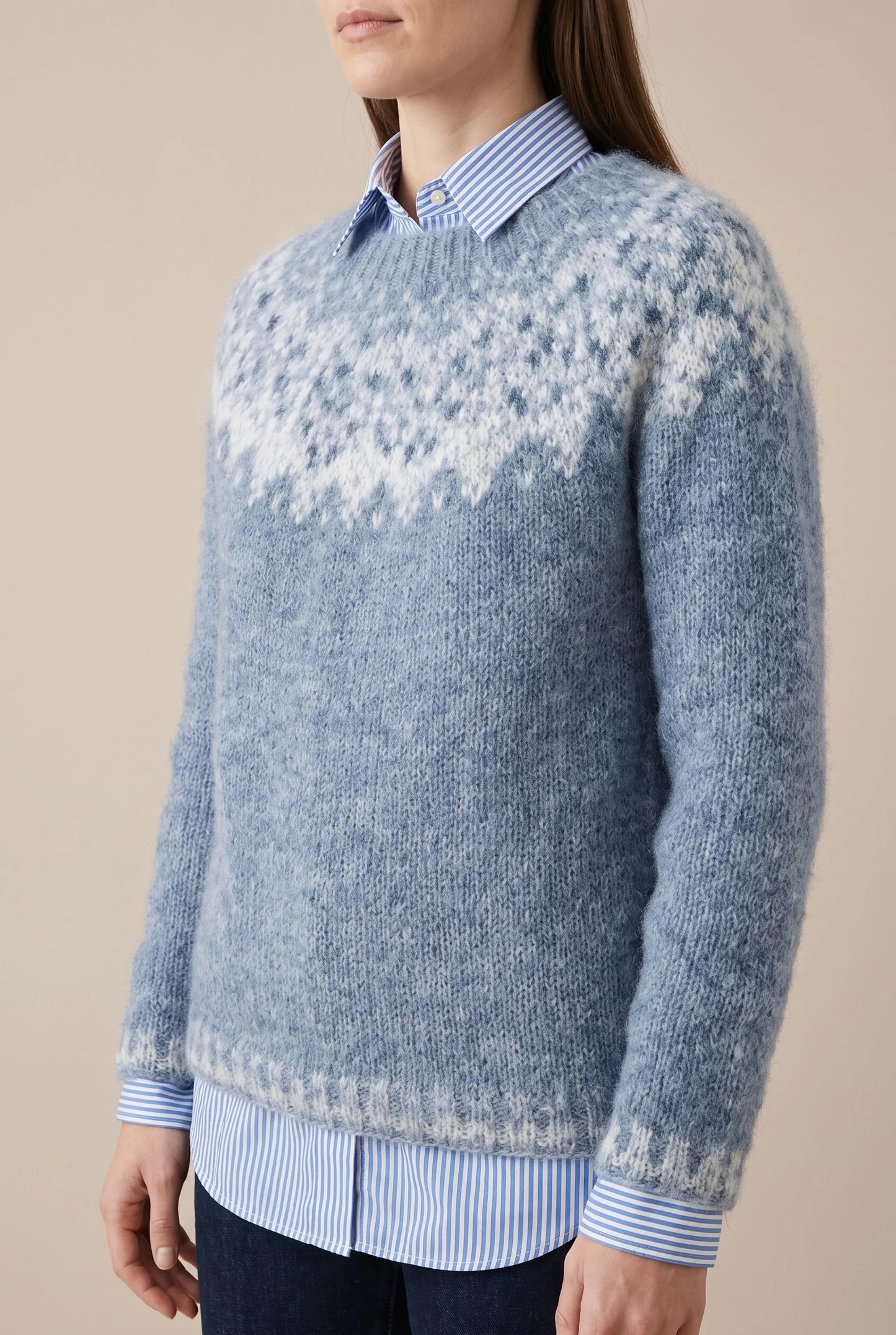 Norvena | Hellblauer Damenpullover Mit Norwegermuster