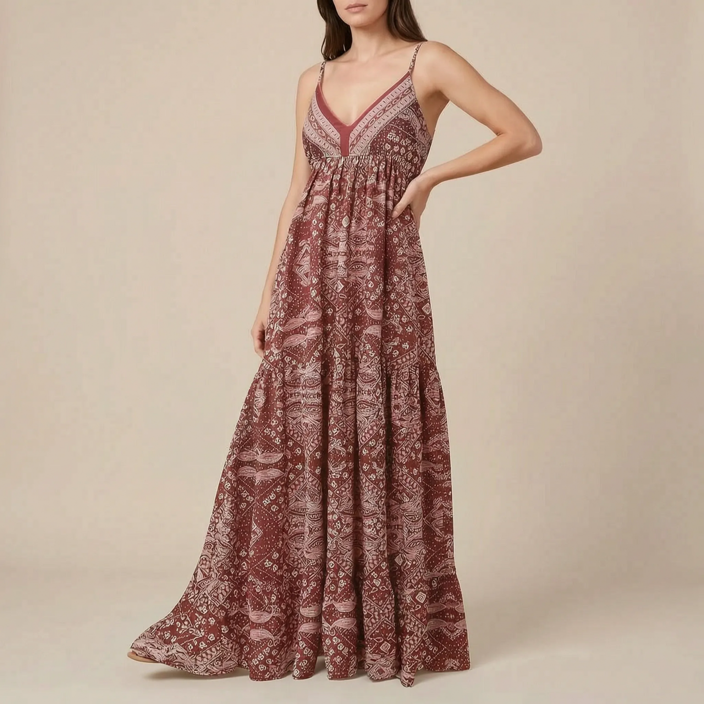 Novalo | Fließendes Maxikleid Im Sommerlichen Boho-Stil