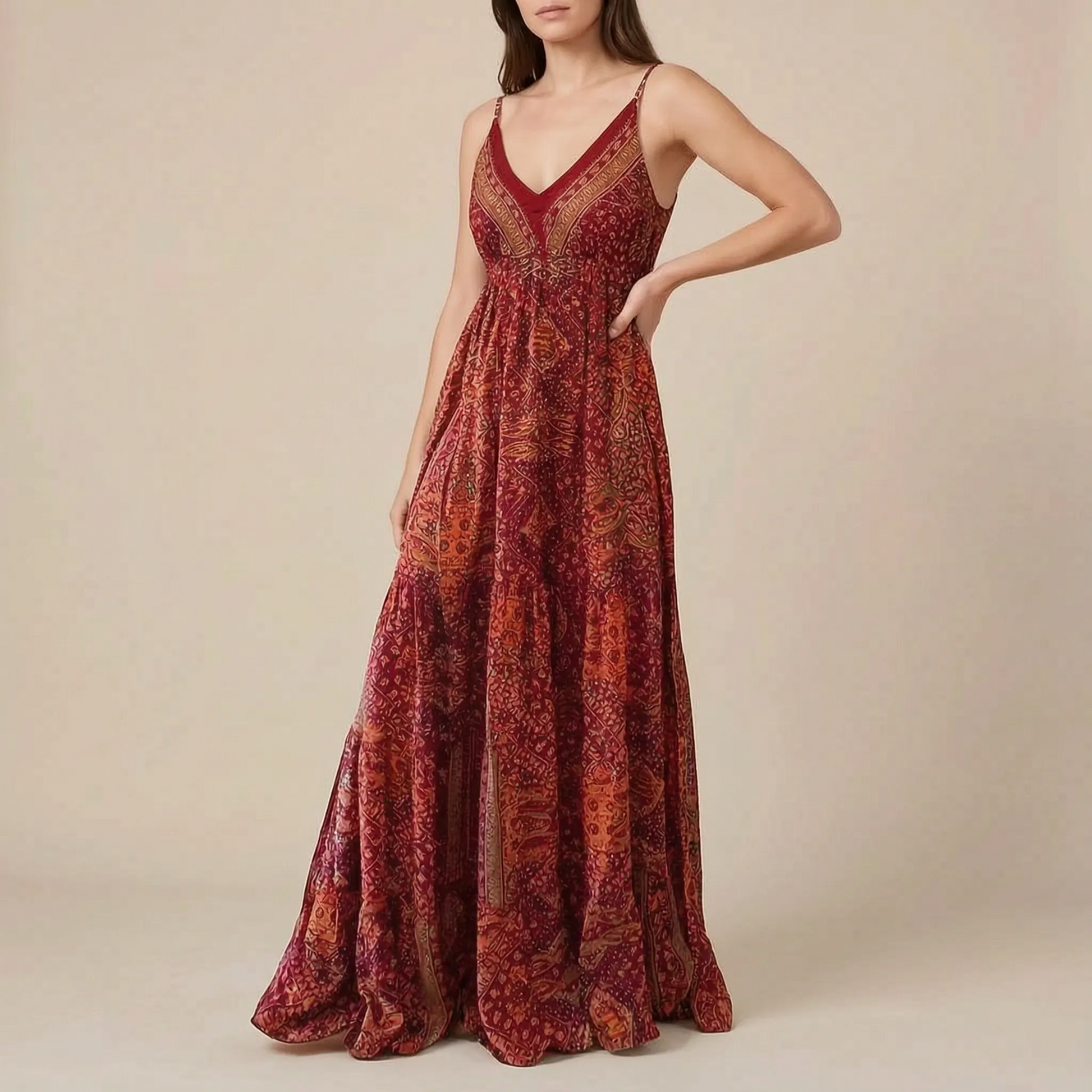 Novalo | Fließendes Maxikleid Im Sommerlichen Boho-Stil