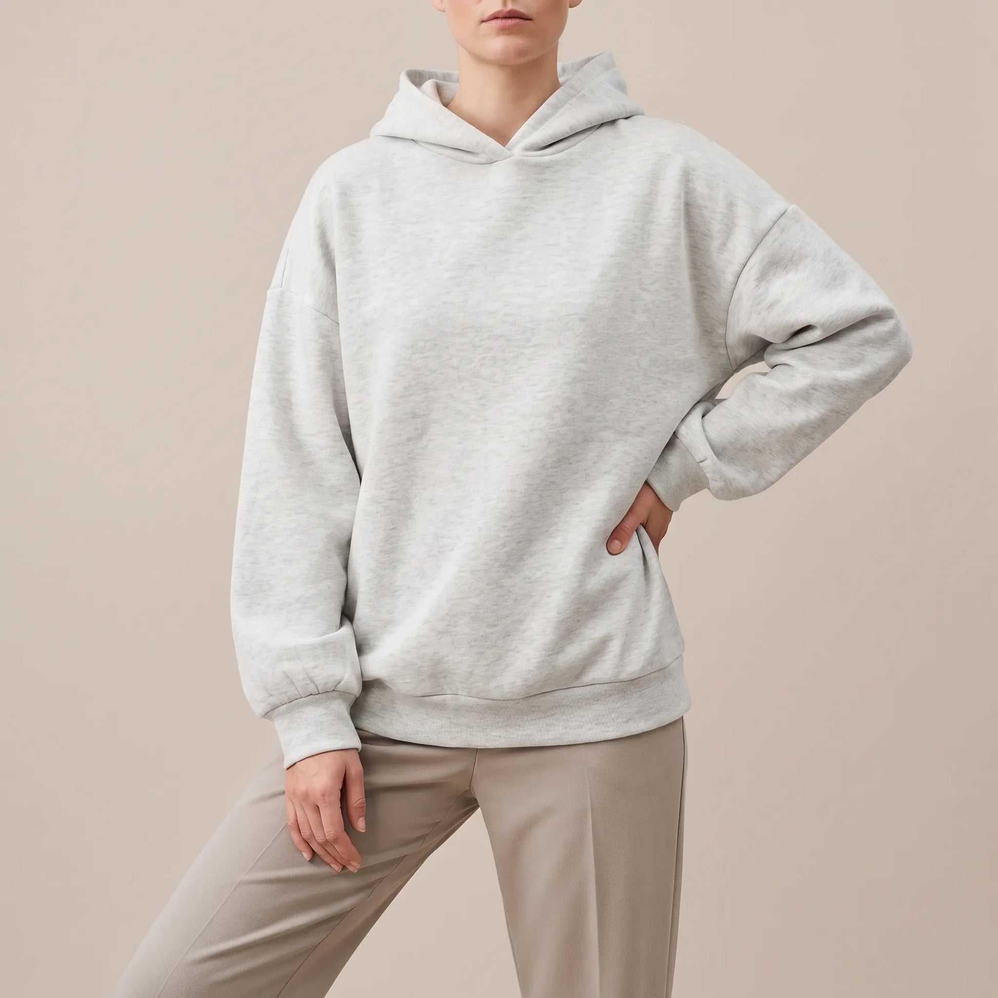 Oversha | Bequemer Grauer Oversize Kapuzenpullover Für Damen