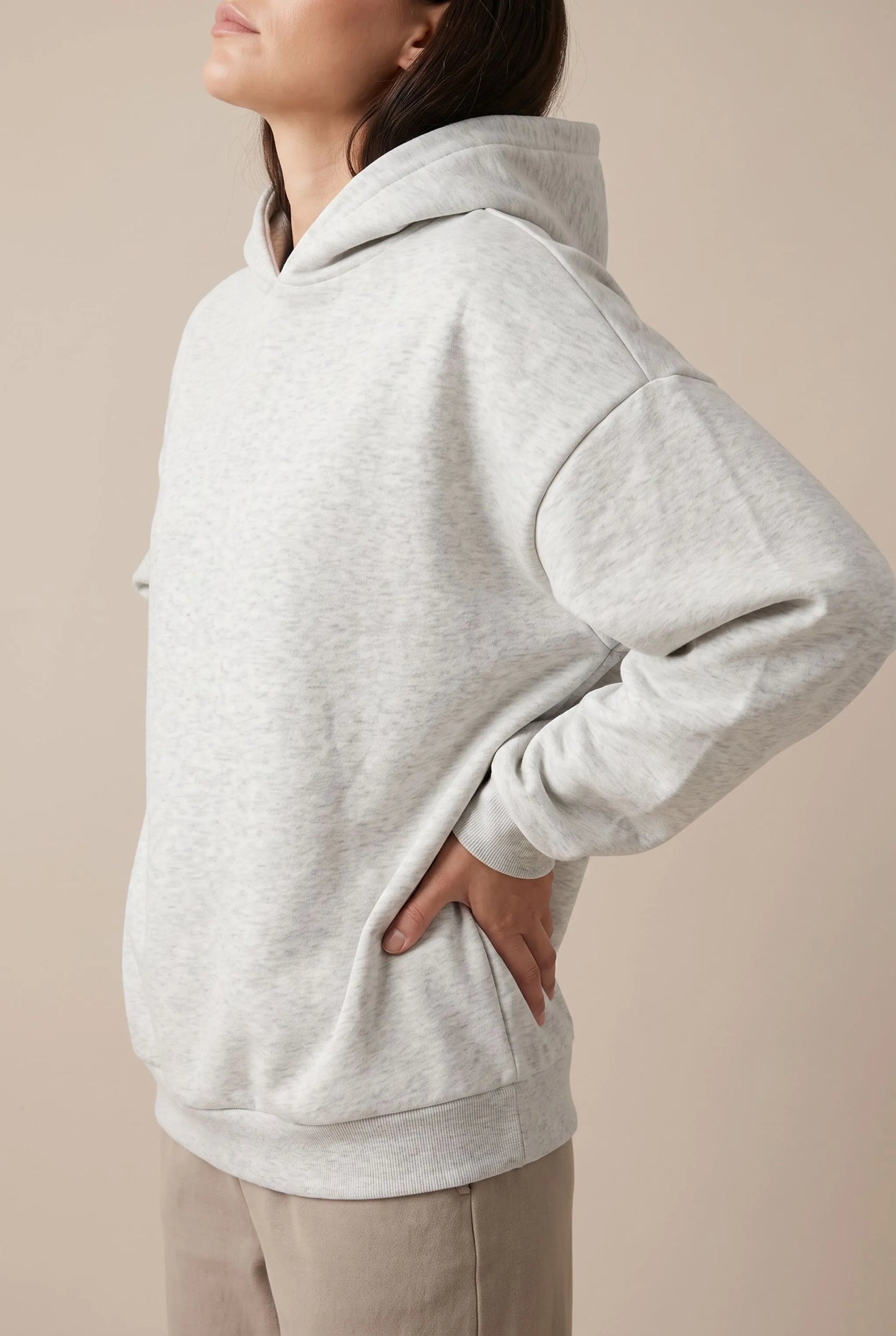 Oversha | Bequemer Grauer Oversize Kapuzenpullover Für Damen